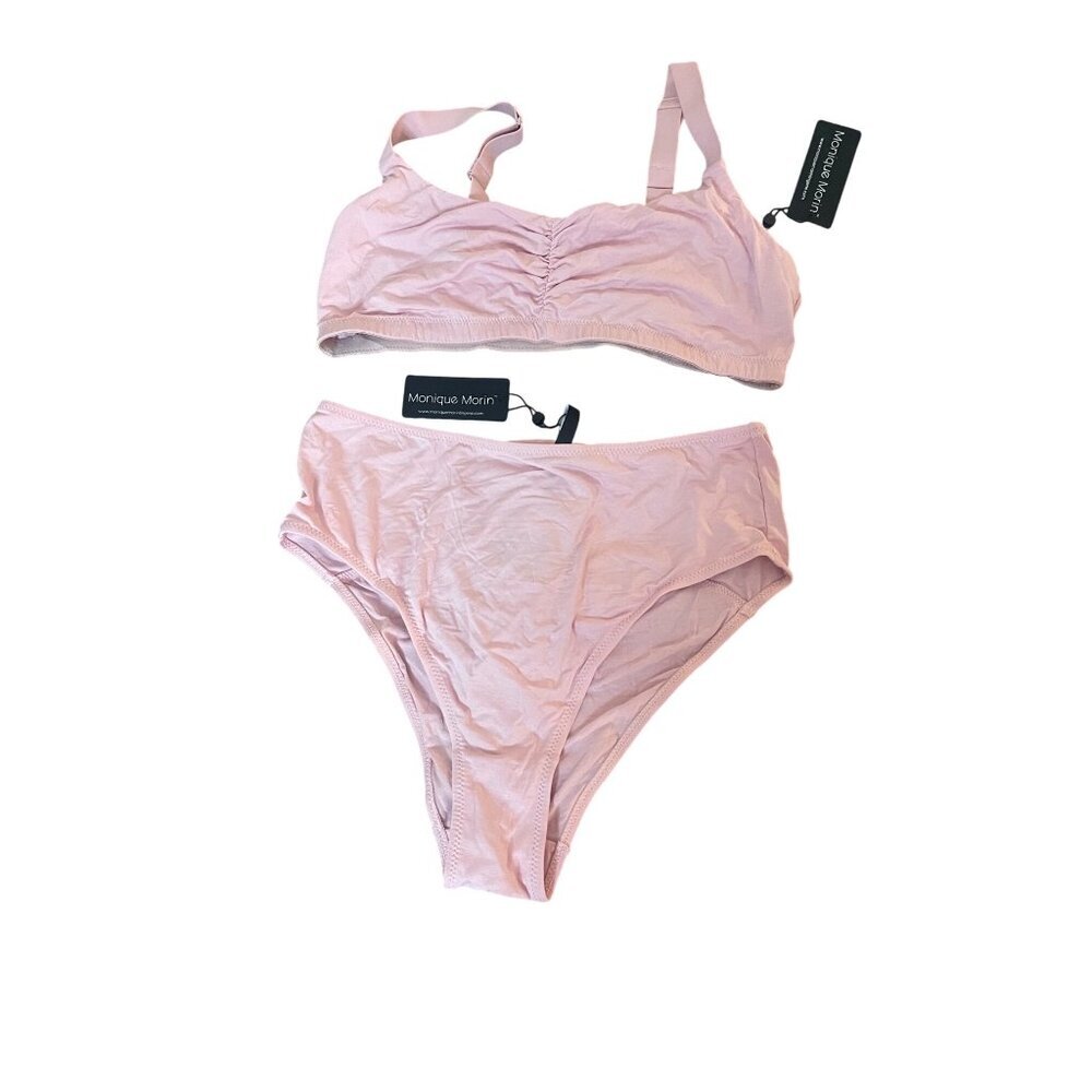 Monique Morin Pink Bralette Panty Set Size Xl Modal Back Cut-Out Design New — image 4 of 8